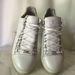 Balenciaga White Crinkled Arena low Top Sneakers Size 45 12